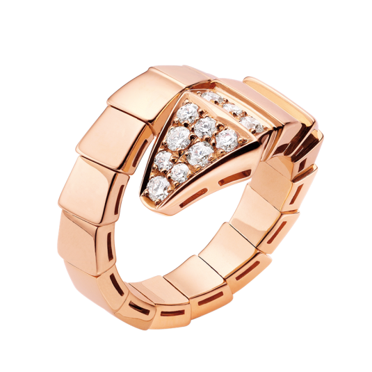 Bvlgari Serpenti ring pink gold ring paved with diamonds AN855318 replica