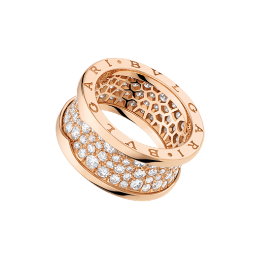 Bvlgari B.ZERO1 ring pink gold Central Covered with diamonds AN855553 replica