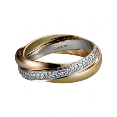 trinity de Cartier 3-gold ring covered diamond small models replica
