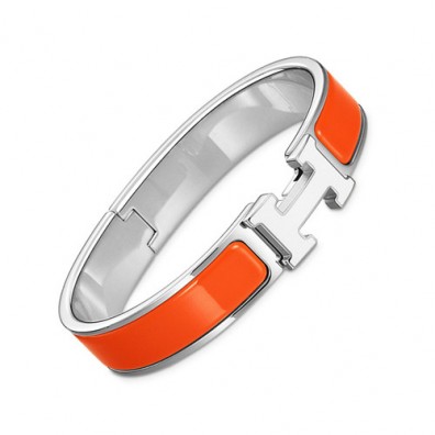 Hermes clic H bracelet white gold narrow fruity orange enamel replica