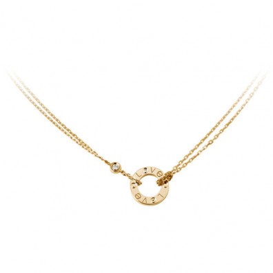 cartier love necklace yellow gold with 2 Diamonds double stranded pendant replica