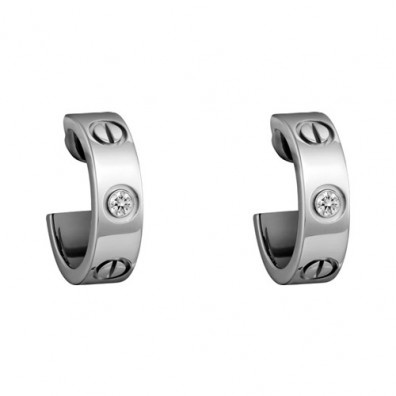 cartier love white gold earring inlaid with two diamonds B8022800 replica