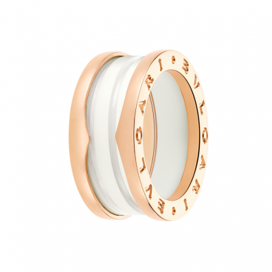 Bvlgari B.ZERO1 ring pink gold 3 band with white ceramic AN855964 replica