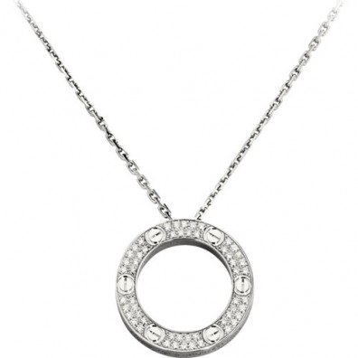 cartier love necklace white gold paved with diamonds pendant replica