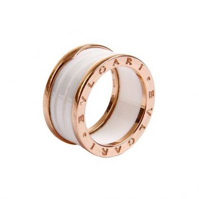 Bvlgari B.ZERO1 ring pink gold 4 band with white ceramic AN855564 replica