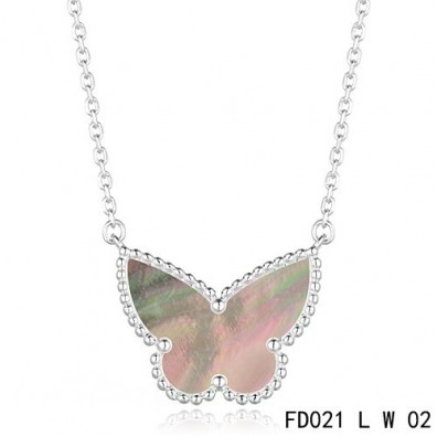 Van Cleef Arpels White Gold Lucky Alhambra Butterfly Necklace Gary Mother-of-Pearl