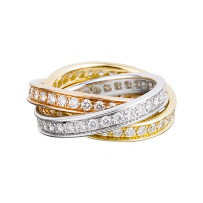 trinity de Cartier 3-gold ring 3 rings covered diamond B4075100 replica