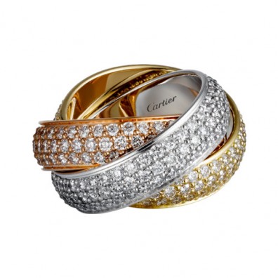 trinity de Cartier 3-gold ring 3 rings covered diamond N4210800 replica