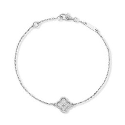 Sweet copie Van Cleef & Arpels Alhambra bracelet or blanc 1 motifs diamants ronds
