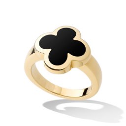 Pure imitation Van Cleef & Arpels Alhambra yellow gold Ring onyx