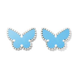 Sweet replica Van Cleef & Arpels Alhambra Butterfly white gold earrings turquoise
