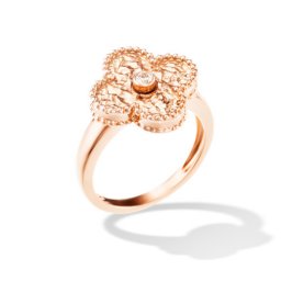 Vintage Replik Van Cleef & Arpels Alhambra rosa gold Ring 1 runder Diamant