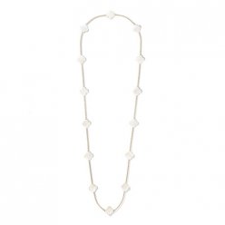 Pure faux Van Cleef & Arpels Alhambra long collier or jaune 14 motifs nacre blanche de perle