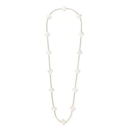 Pure fake Van Cleef & Arpels Alhambra long necklace yellow gold 14 motifs white mother-of-pearl