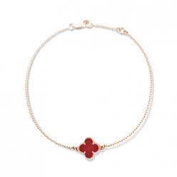 Sweet Nachahmung Van Cleef & Arpels Alhambra Armband rosa gold 1 Motiv Karneol