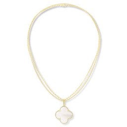 Magic Replik Van Cleef & Arpels Alhambra lange Halskette gelbes Gold 1 Motiv Weiß Perlmutt