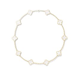 Vintage replica Van Cleef & Arpels Alhambra necklace yellow gold 10 motifs white mother-of-pearl