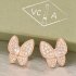 replica Van Cleef & Arpels Farfalla oro rosa Orecchini a chiodo rotondo diamante bianco e diamanti taglio marquise