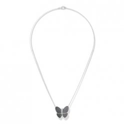 Replik Van Cleef & Arpels Alhambra-Schmetterling Schmetterling Anhänger Weißes Gold Grauen Perlmutt runden Diamanten