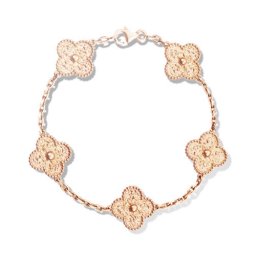 Vintage replica Van Cleef & Arpels Alhambra pink gold bracelet 5 motifs