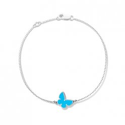 Sweet replica Van Cleef & Arpels Alhambra butterfly white gold bracelet turquoise