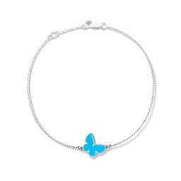Sweet replica Van Cleef & Arpels Alhambra butterfly white gold bracelet turquoise