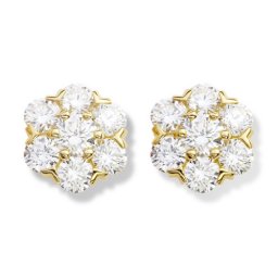 Fleurette replique Van Cleef & Arpels boucles d'oreilles or jaune grand modèle avec diamants ronds