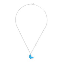 Sweet imitation Van Cleef & Arpels Alhambra white gold butterfly pendant turquoise