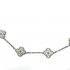 Vintage replica Van Cleef & Arpels Alhambra long necklace white gold 20 motifs round diamonds