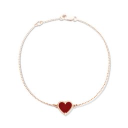 Sweet fake Van Cleef & Arpels Alhambra heart pink gold bracelet carnelian