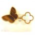 Lucky replica Van Alhambra Butterfly Between the Finger yellow gold Ring white mother-of-pearl and tiger's eye