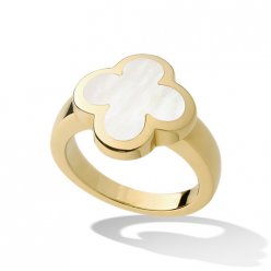 Pure replica Van Cleef & Arpels Alhambra yellow gold Ring white mother-of-pearl