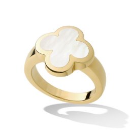 Pure Replik Van Cleef & Arpels Alhambra gelbes Gold Ring Weiß Perlmutt
