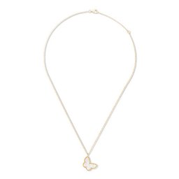 Sweet copy Van Cleef & Arpels Alhambra yellow gold butterfly pendant white mother-of-pearl