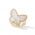 Lucky imitation Van Cleef & Arpels Alhambra Butterfly yellow gold Ring white mother-of-pearl