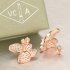 replica Van Cleef & Arpels Butterfly pink gold earstuds round white diamond and marquise-cut diamonds