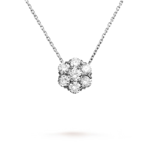 Fleurette replica Van Cleef white gold pendant Round diamonds