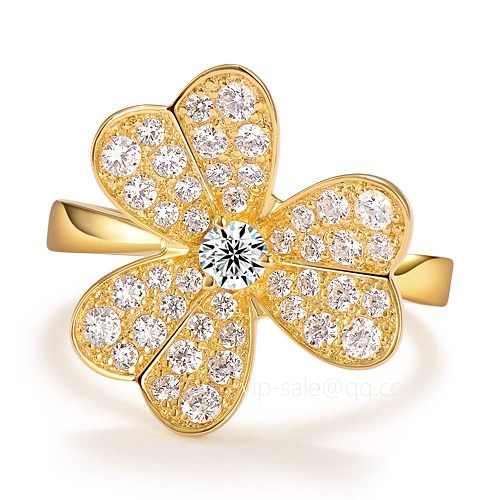 Frivole imitation Van Cleef & Arpels yellow gold Ring Round diamonds