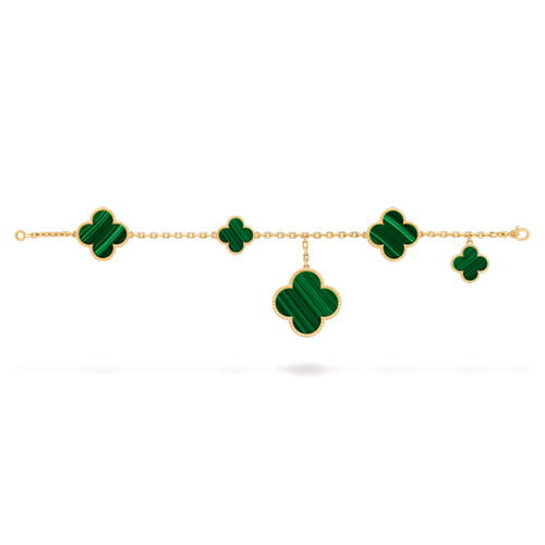 Magic van cleef replica Alhambra yellow gold bracelet malachite