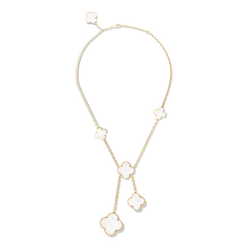 Magic imitation Van Cleef & Arpels Alhambra necklace yellow gold 6 motif white mother-of-pearl