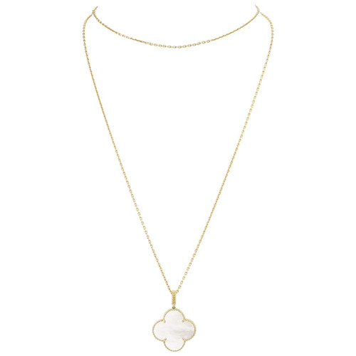 Magic replica Van Cleef & Arpels Alhambra long necklace yellow gold 1 motif white mother-of-pearl