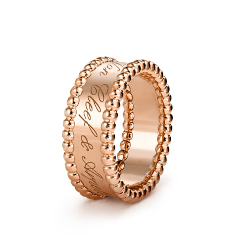 Perlée fake Van Cleef & Arpels pink gold Ring Clover lucky pattern