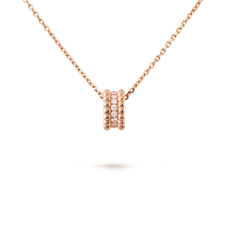Perlée fake Van Cleef pink gold pendant 3 rows of diamond design