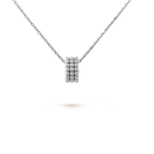 Perlée imitation Van Cleef white gold pendant 3 rows of diamond design