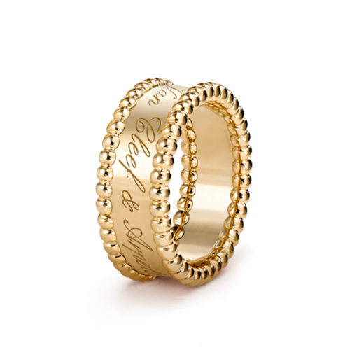 Perlée imitation Van Cleef & Arpels yellow gold Ring Clover lucky pattern