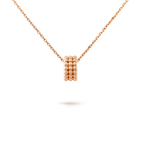 Perlée replica Van Cleef pink gold pendant 3 rows of beads design