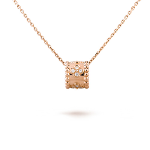 Perlée replica Van Cleef pink gold pendant Clover lucky pattern