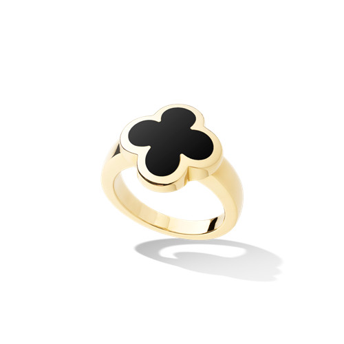 Pure imitation Van Cleef & Arpels Alhambra yellow gold Ring onyx