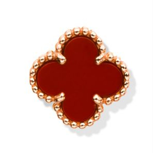 Sweet replica Van Cleef & Arpels Alhambra Clover pink gold earrings carnelian
