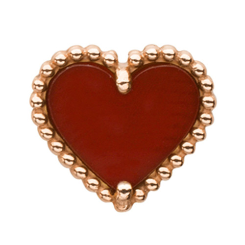 Sweet copy Van Cleef & Arpels Alhambra heart pink gold earrings carnelian